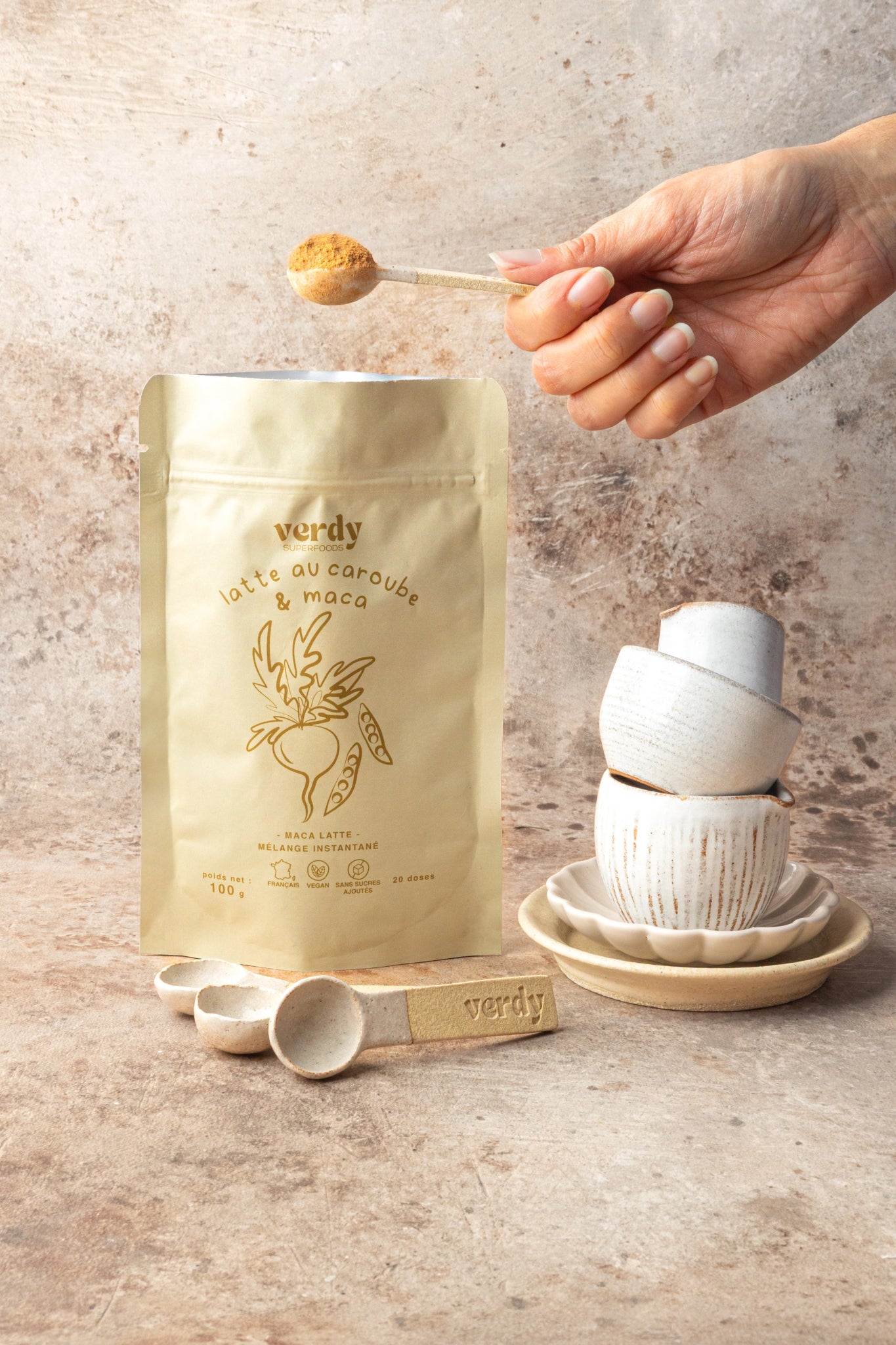 latte au caroube et maca x maca latte - Verdy Superfoods