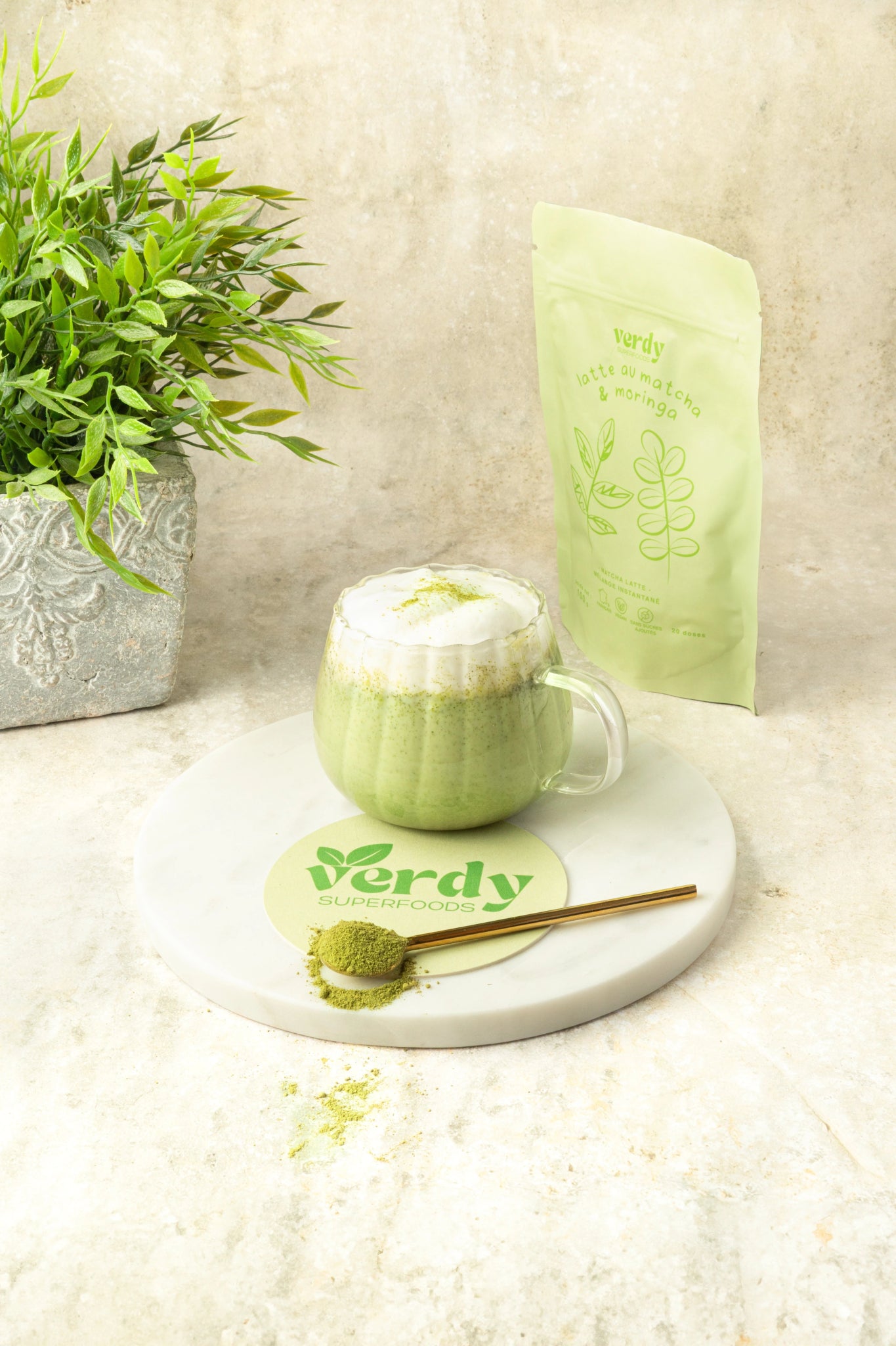 latte au matcha et moringa x matcha latte - Verdy Superfoods